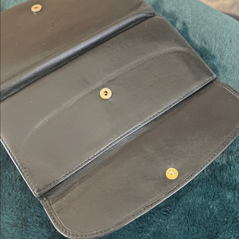 LOEWE vintage Elegant Black butter soft Leather snap card holder long Wallet - Picture 7 of 13